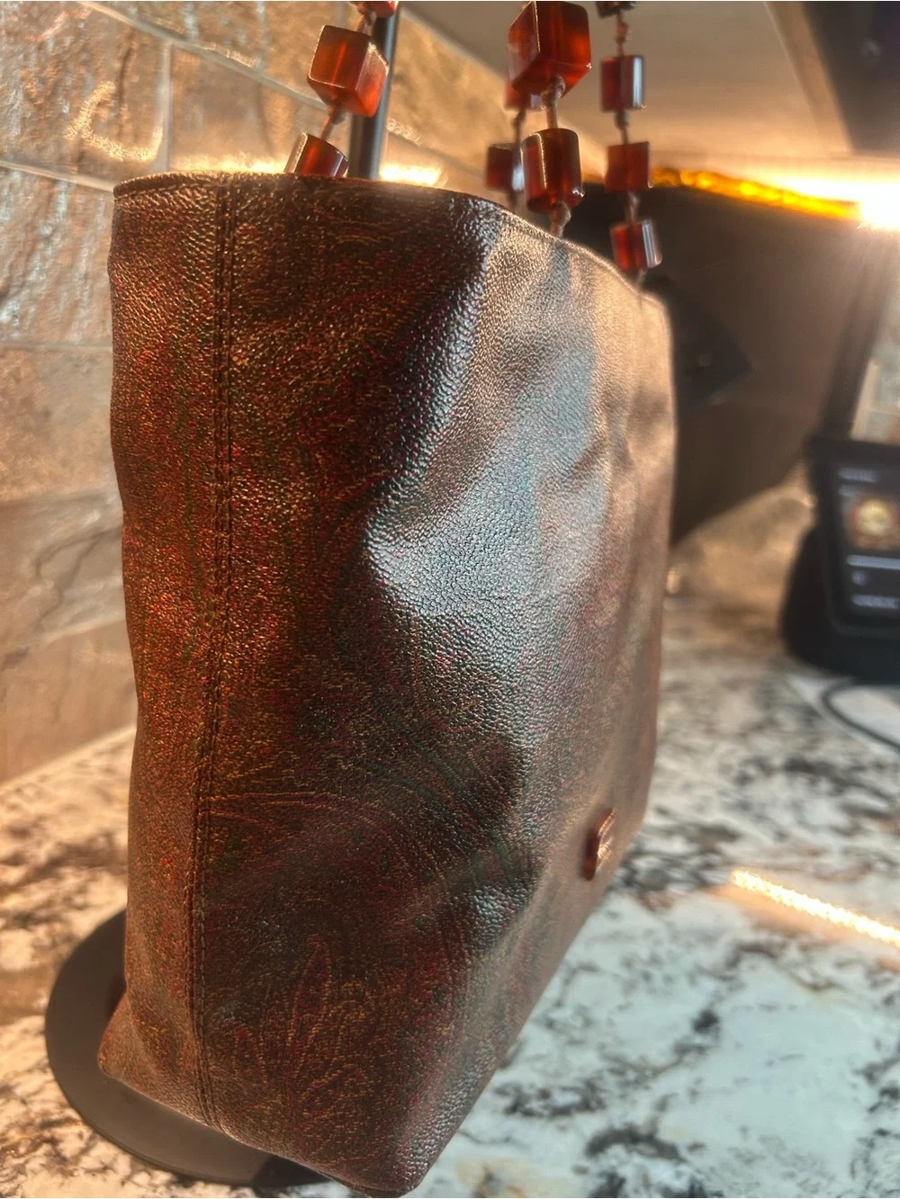 Etro Ultra Rare Tortoise Chain Paisley-Print Tote like New!
